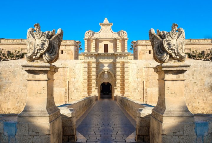 Mdina city gates. Old fortress. Malta