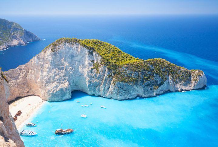 Navagio bay and Ship Wreck beach in summer. The most famous natural landmark of Zakynthos, Greek island in the Ionian Sea