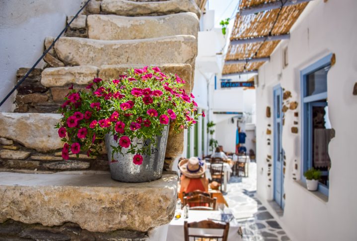 Traditional street on Naxos, Greece