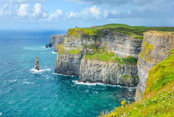 Scenic view of Cliffs of Moher, one of the most popular tourist attractions in Ireland, County Clare.