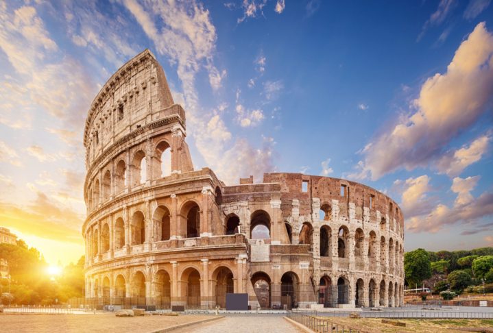 Coliseum or Flavian Amphitheatre (Amphitheatrum Flavium or Colosseo), Rome, Italy.