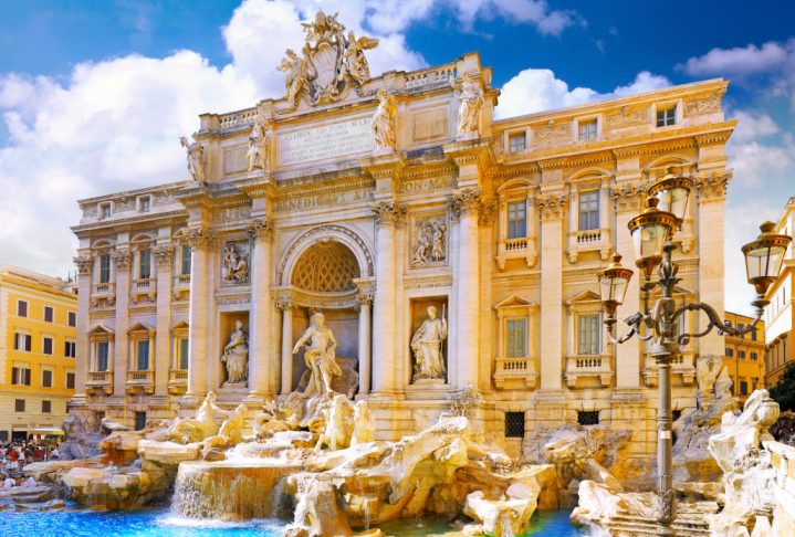 Fountain di Trevi - most famous Rome's fountains in the world. Italy.