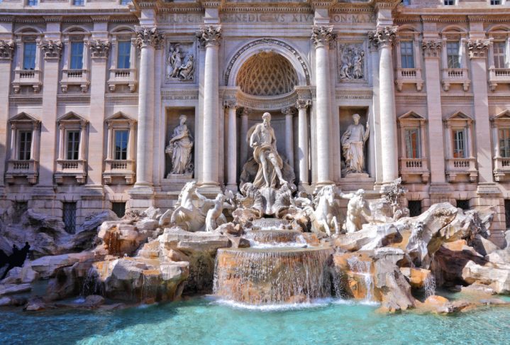 Rome, Italy - famous Trevi fountain. Fontana di Trevi.