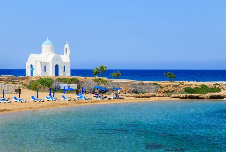 A church on a shore near Protaras, Cyprus