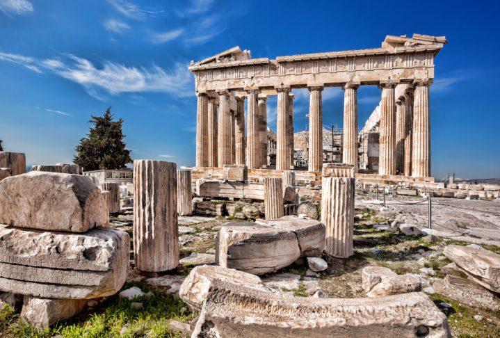 Famous Parthenon temple on the Acropolis in Athens, Greece