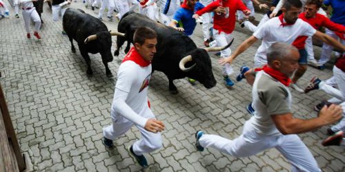 San Fermín Festival Running Of The Bulls In Pamplona, Spain